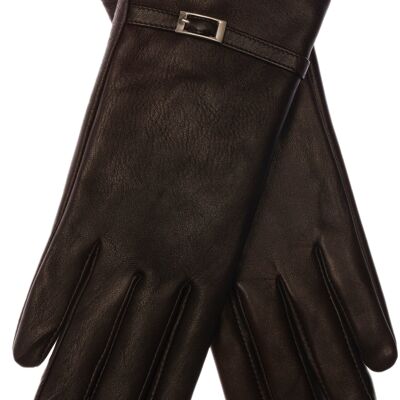 Gants en cuir pour femmes EEM ALICE en cuir nappa d'agneau - marron