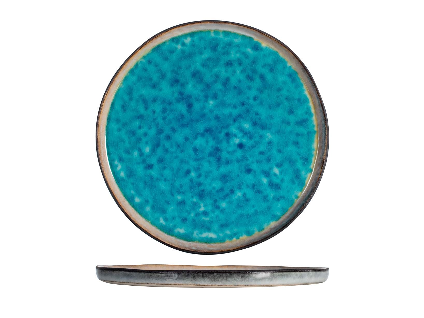 6 blaue TEIDE-Speiseteller – Steingut – 21 cm – H&H