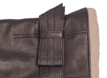 Gants en cuir EEM pour femmes en cuir nappa d'agneau avec sangles décoratives, poignets tricotés et doublure en polaire 28