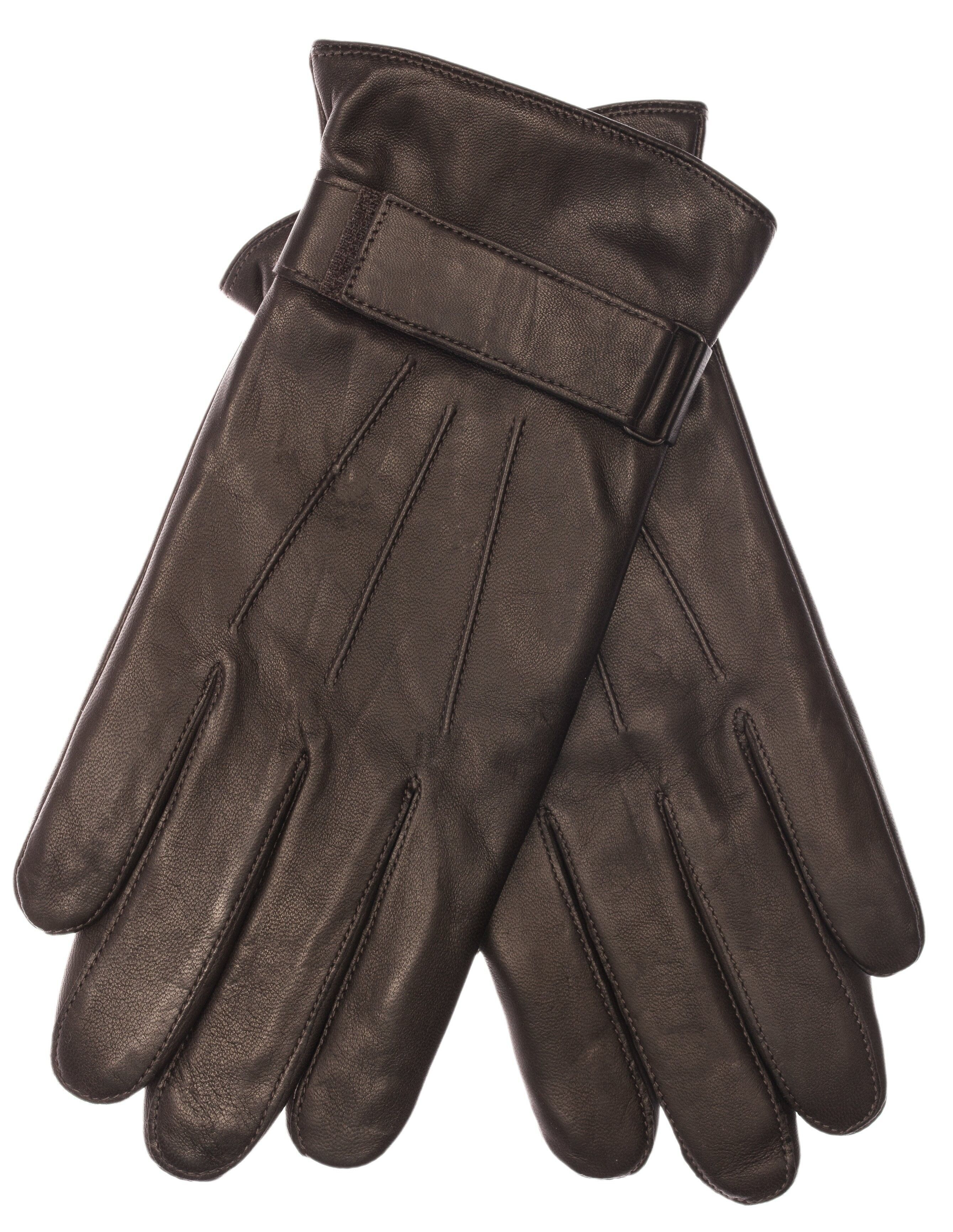 Gants en cuir EEM pour hommes en cuir nappa d'agneau - marron foncé
