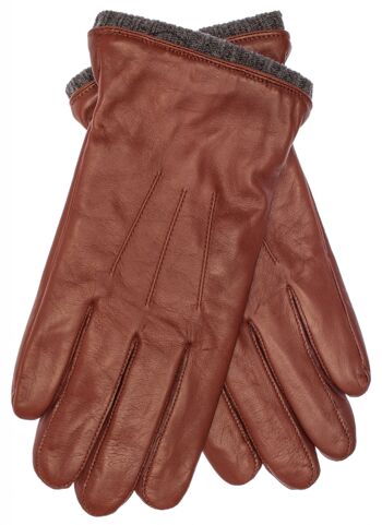 Gants en cuir EEM pour homme en cuir nappa d'agneau avec poignet tricoté et doublure polaire - noir/anthracite 21