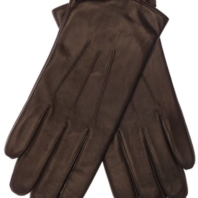 EEM men's leather gloves made of lamb nappa leather, classic - dark brown