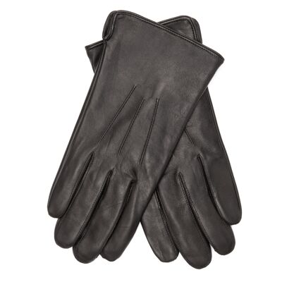 EEM men's leather gloves made of lamb nappa leather, classic black