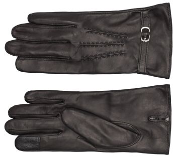 Gants en cuir pour femme EEM avec fonction tactile en cuir nappa d'agneau, smartphone - marron foncé 27