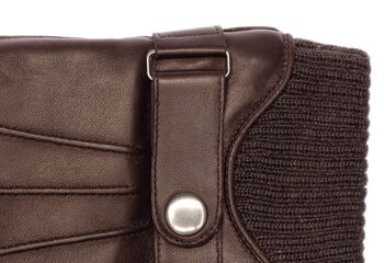 Gants en cuir homme EEM avec fonction tactile, barrette et manchette en tricot de laine, 100% cuir nappa d'agneau, smartphone noir 4