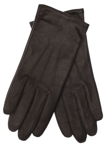 Gants en cuir pour femme EEM en cuir nappa d'agneau - marron foncé 2