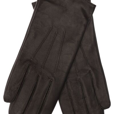 EEM women's leather gloves made of lamb nappa leather - dark brown