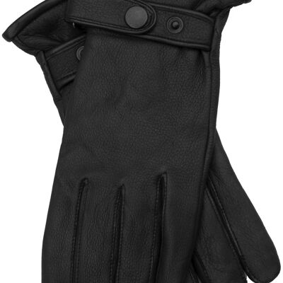 EEM men's leather gloves PATRICK made of real deerskin with high-quality wool-cashmere lining, luxury, premium, hand-sewn black