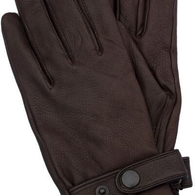 EEM men's leather gloves made of genuine deerskin with high-quality wool-cashmere lining, luxury, premium, hand-sewn - cognac