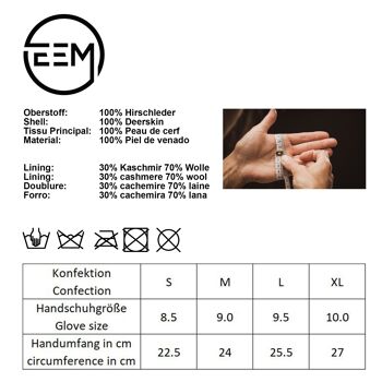 Gants en cuir pour hommes EEM EDGAR en cuir de daim véritable avec doublure en laine et cachemire de haute qualité, luxe, haut de gamme, cousus à la main - blanc 6