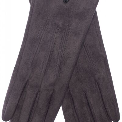 EEM VEGAN women's gloves in suede look lined with cuddly soft teddy fleece - anthracite