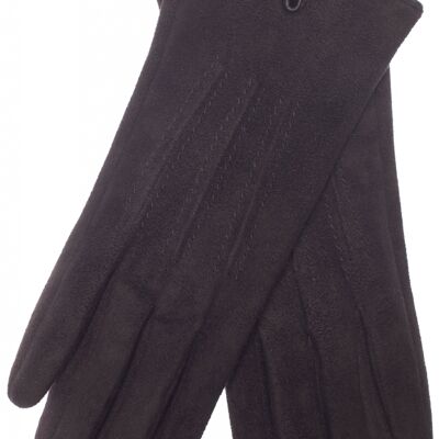EEM VEGAN women's gloves in suede look lined with cuddly soft black teddy fleece
