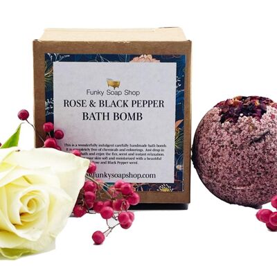 Rose and Black Pepper Bath Bomb, 5cm Diameter