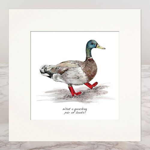 Mounted Print Duck in Boots