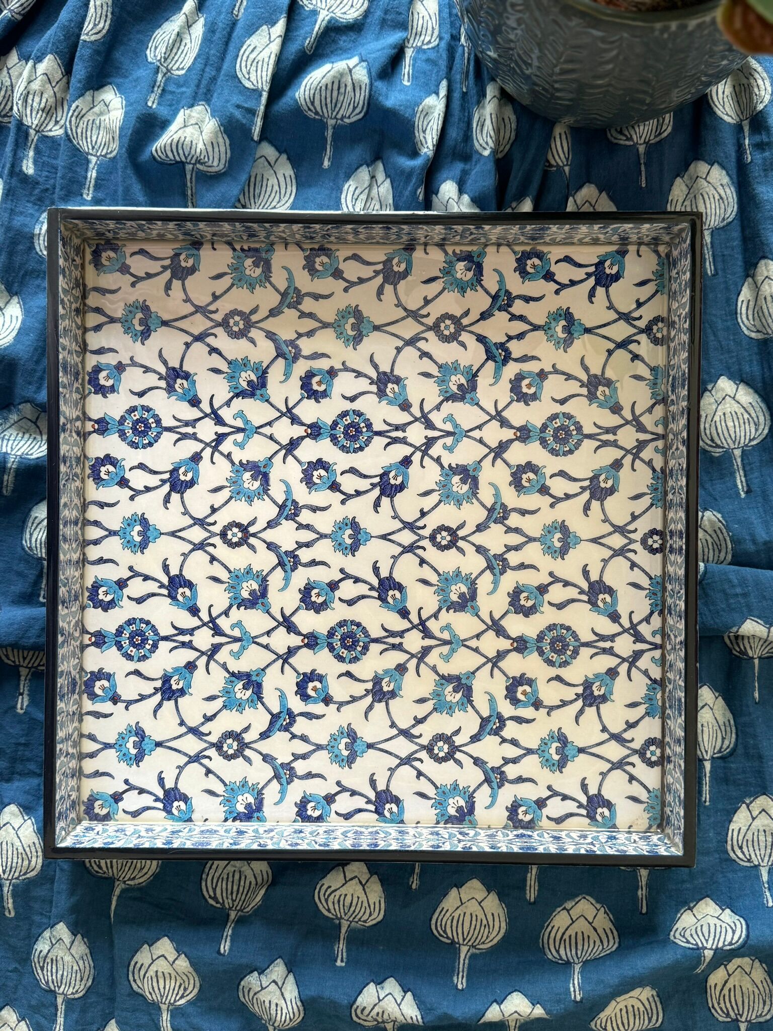 Lightweight Enamel Coated Square Tray- Set of three (Small, Medium & Large)