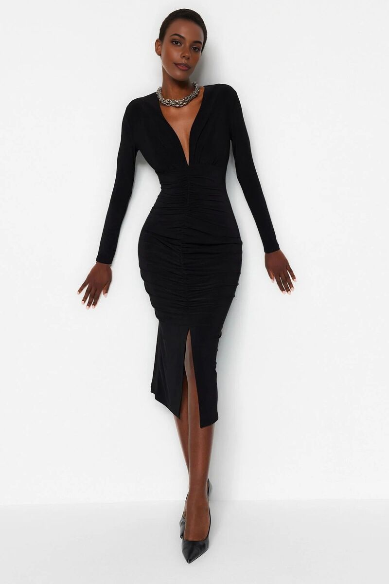 v neck knit pencil dress Buy wholesale Draped V-Neck Midi Knit Pencil Dress