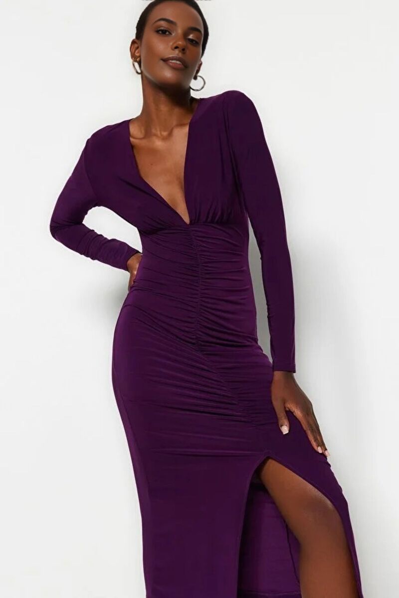 v neck knit pencil dress Women's Casual Dress Long Sleeve V-Neck Knitted Pencil Dress Dress for Party Stylish Womens Dress White XL
