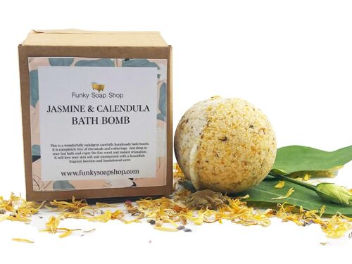 Jasmine and Calendula Bath Bomb, 5cm Diameter
