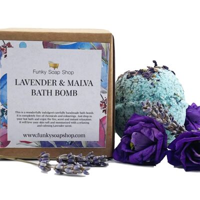 Lavendel und Malva Badebombe, 5cm Durchmesser