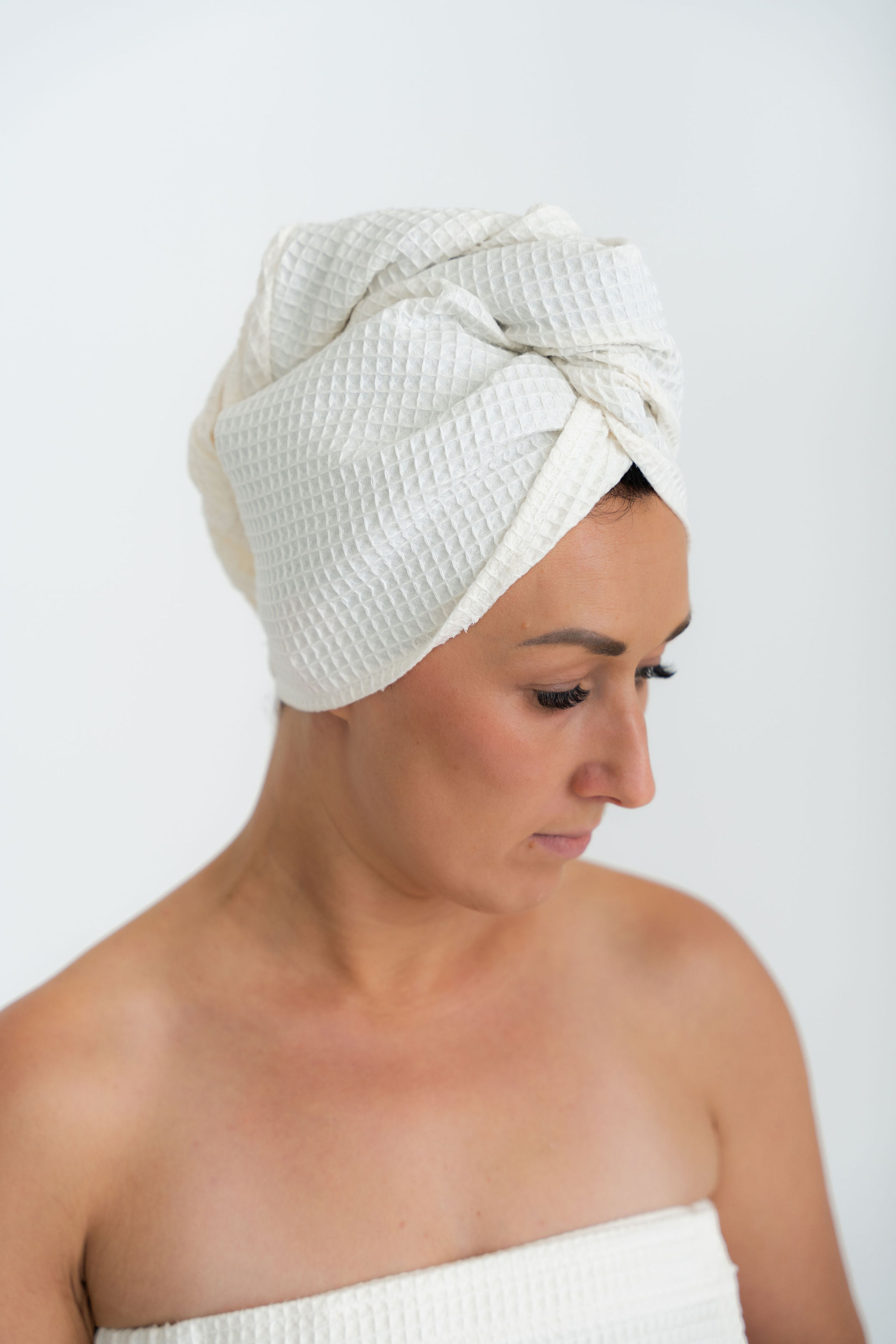 Waffle cotton hair turban - bath towel for hair, very  good absorbent