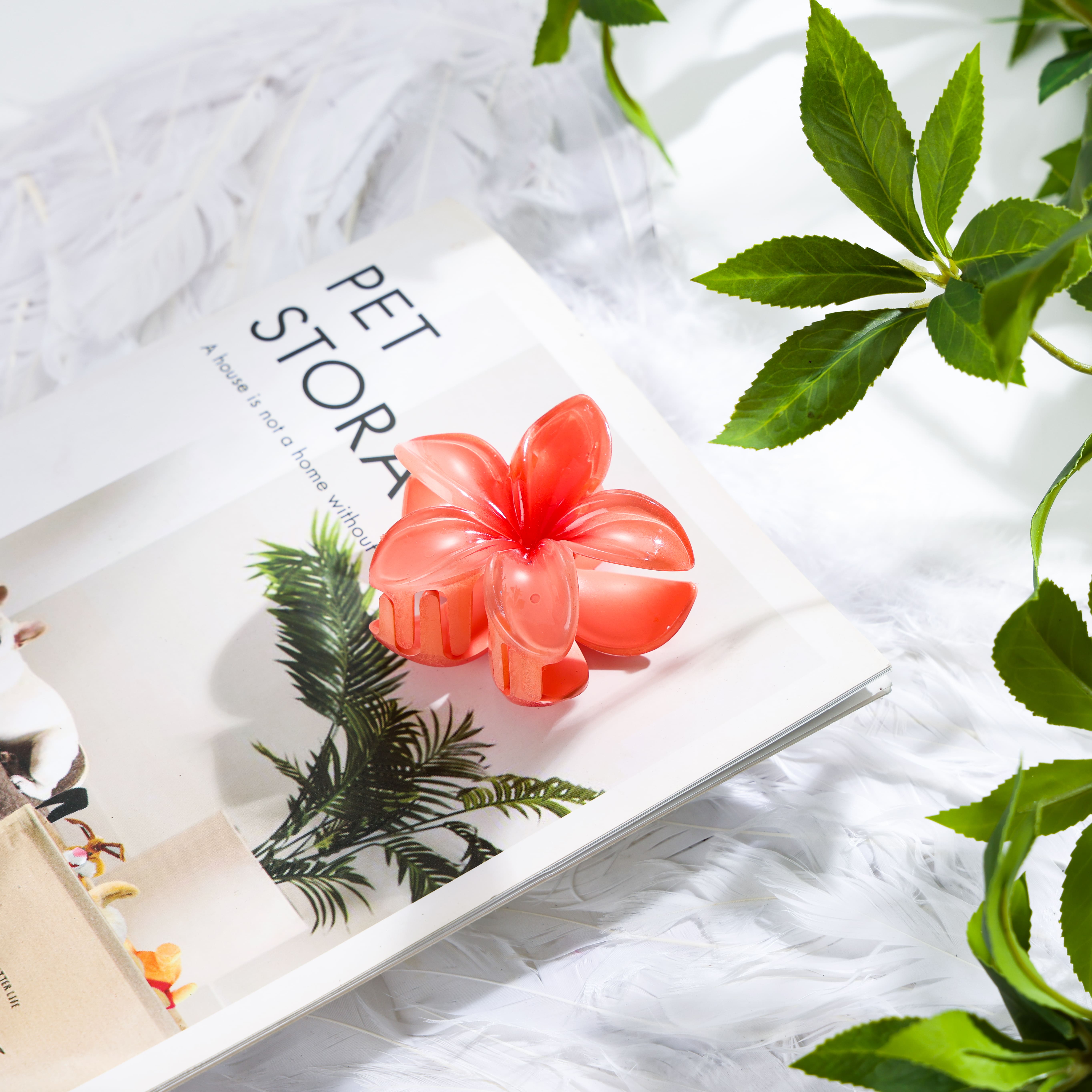 Blood orange flower hair clip - ⌀8 cm