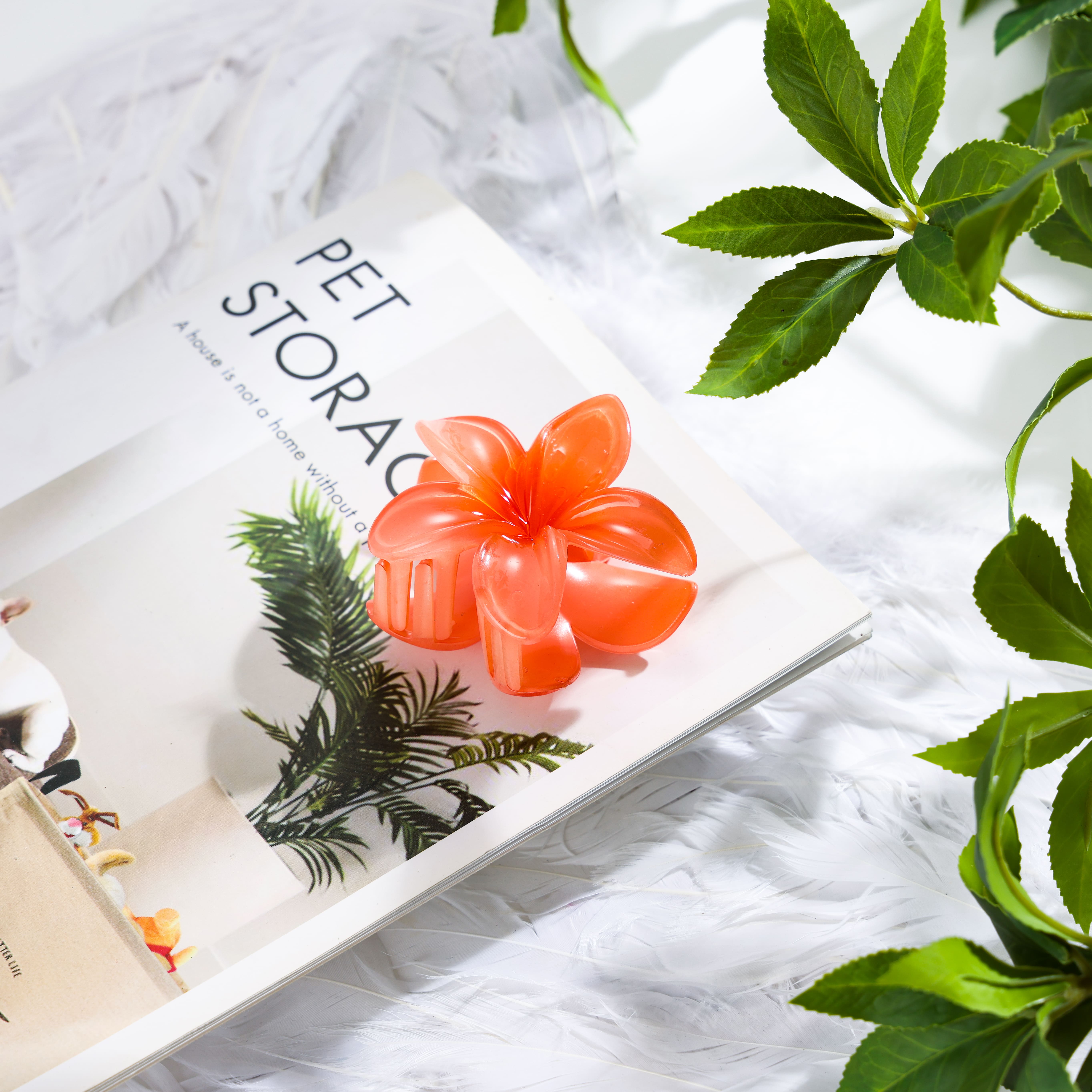Orangeade flower hair clip - ⌀8 cm