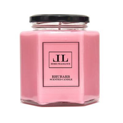 Vela de soja con aroma de ruibarbo, velas afrutadas rosadas