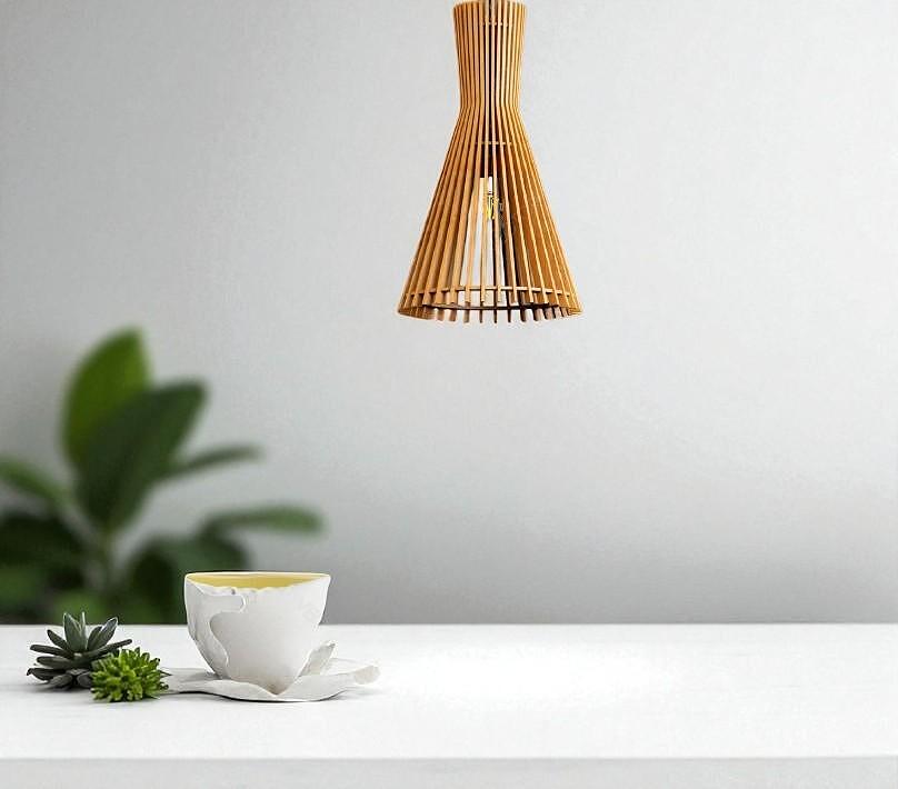Handmade Wooden Pendant Lamp – Wave Design – Modern Designer Lighting