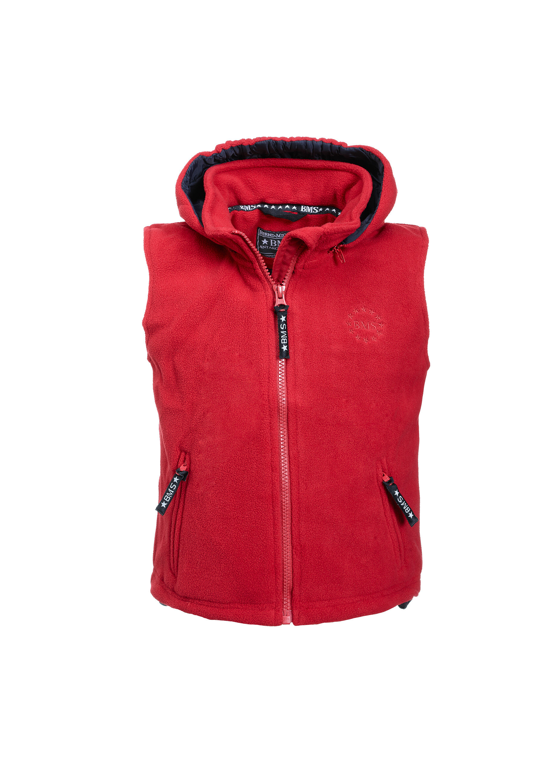 Gilet polaire à capuche avec doublure coupe-vent - rouge