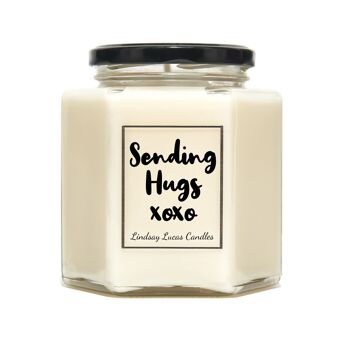 Envoi d'un cadeau de bougie parfumée Hugs pour un ami / une petite amie / un petit ami, de bonnes vibrations, des bougies de soja végétaliennes. Envoyer un câlin 1