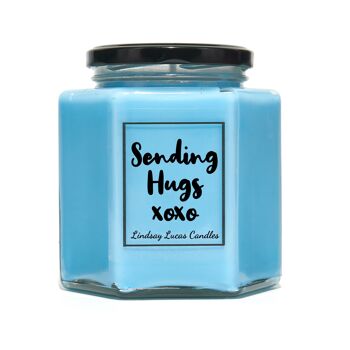 Envoi d'un cadeau de bougie parfumée Hugs pour un ami / une petite amie / un petit ami, de bonnes vibrations, des bougies de soja végétaliennes. Envoyer un câlin 2