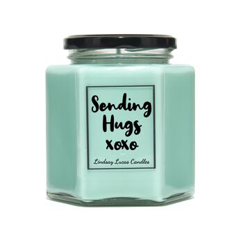 Envoi d'un cadeau de bougie parfumée Hugs pour un ami / une petite amie / un petit ami, de bonnes vibrations, des bougies de soja végétaliennes. Envoyer un câlin 3