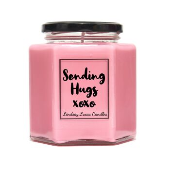 Envoi d'un cadeau de bougie parfumée Hugs pour un ami / une petite amie / un petit ami, de bonnes vibrations, des bougies de soja végétaliennes. Envoyer un câlin 4