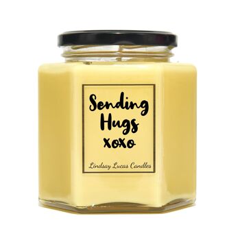 Envoi d'un cadeau de bougie parfumée Hugs pour un ami / une petite amie / un petit ami, de bonnes vibrations, des bougies de soja végétaliennes. Envoyer un câlin 5