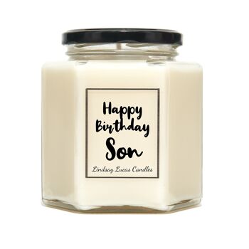 Joyeux anniversaire fils/fille bougie parfumée personnalisée, bougies de soja végétaliennes personnalisées 1