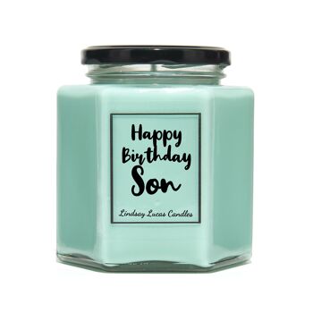 Joyeux anniversaire fils/fille bougie parfumée personnalisée, bougies de soja végétaliennes personnalisées 4