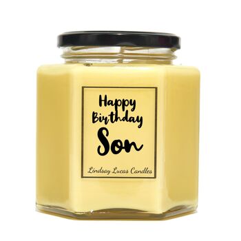 Joyeux anniversaire fils/fille bougie parfumée personnalisée, bougies de soja végétaliennes personnalisées 5