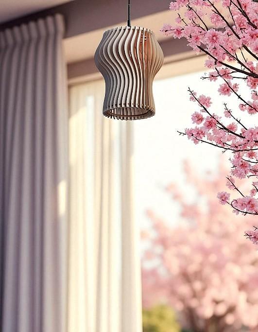 Handmade Wooden Pendant Lamp – Organic Wave Design – Premium Interior Lighting