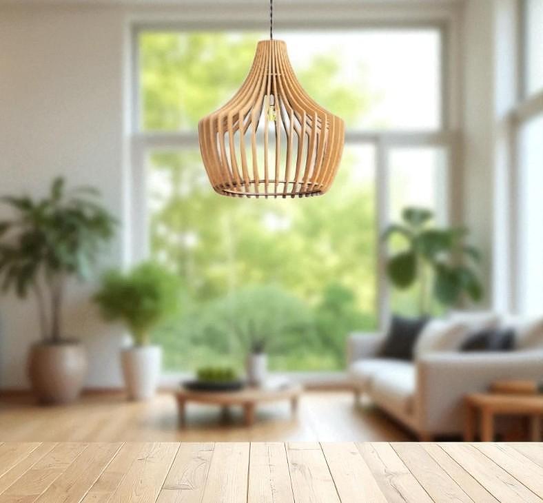 Handmade Wooden Pendant Lamp – Scandinavian Natural Design – Modern Interior Lighting