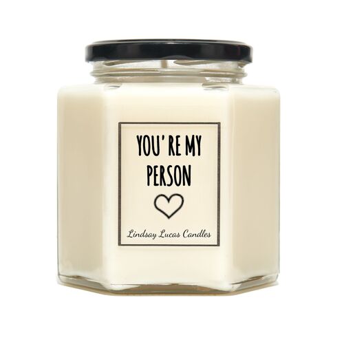 Cute Gift For Girlfriend/Boyfriend. You're My Person Couples Valentines Scented Candles. Soy Vegan