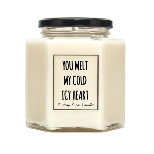 Scented Candle Gift For Girlfriend/Boyfriend, Funny Valentines Gift. You Melt My Cold Icy Heart