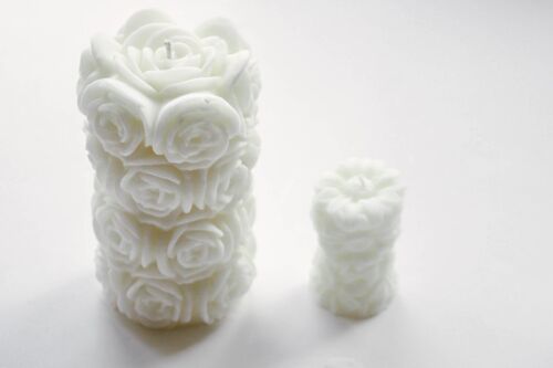 Large Rose Pillar Candle, Wedding Candle, Table Candle, Fragrance Free Candle, Unscented Candle, Floral Candle, Large Pillar Candle