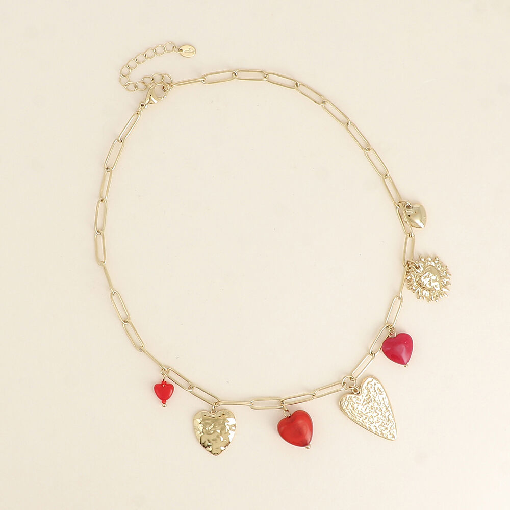Oréa Necklace - Natural Stone Heart Charms