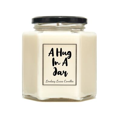 A Hug In A Jar Scented Candle Gift For Friend/Girlfriend/Boyfriend, Good Vibes, Vegan Soy Candles. Send  A Hug