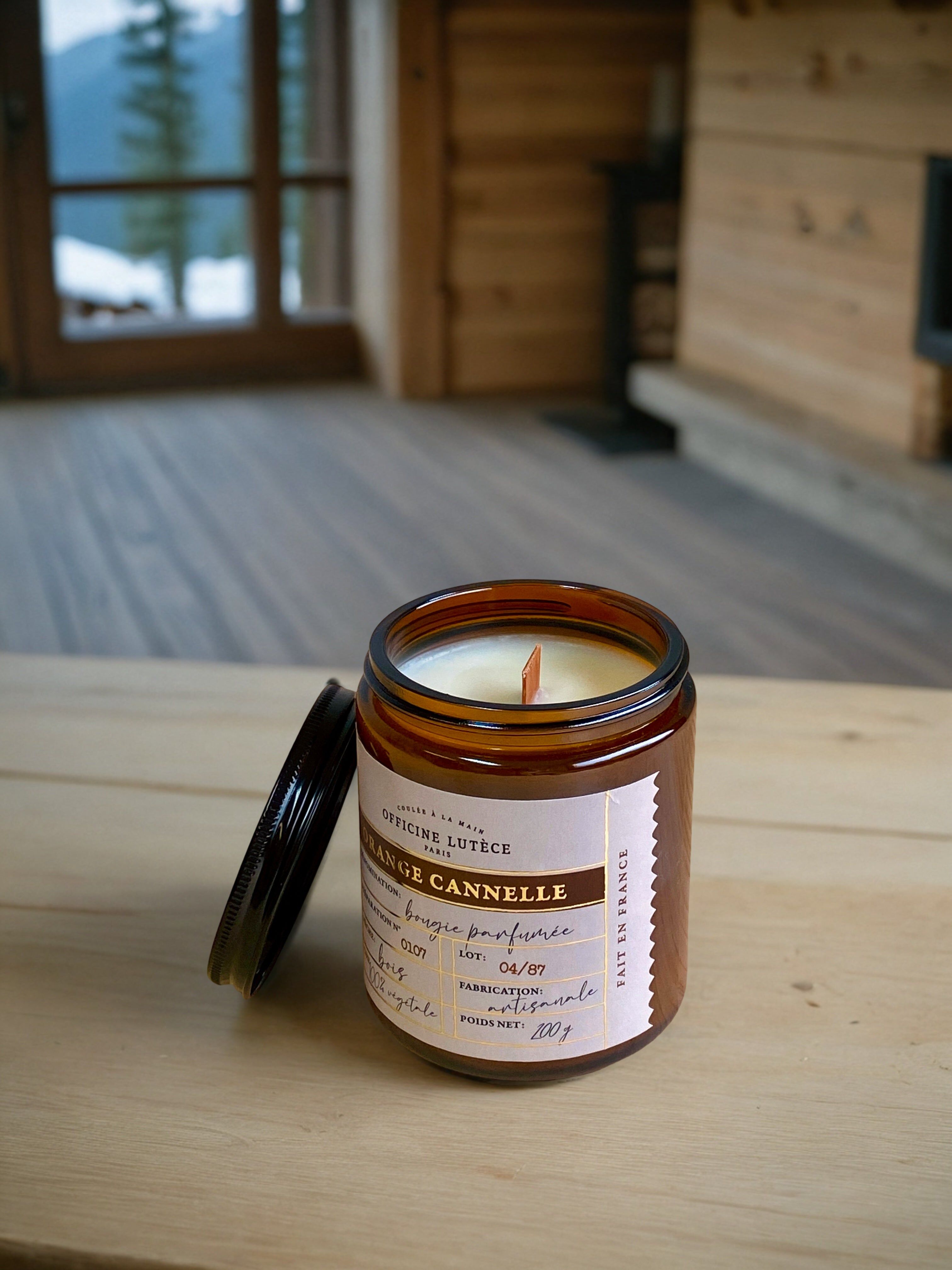 Orange cinnamon scented candle
