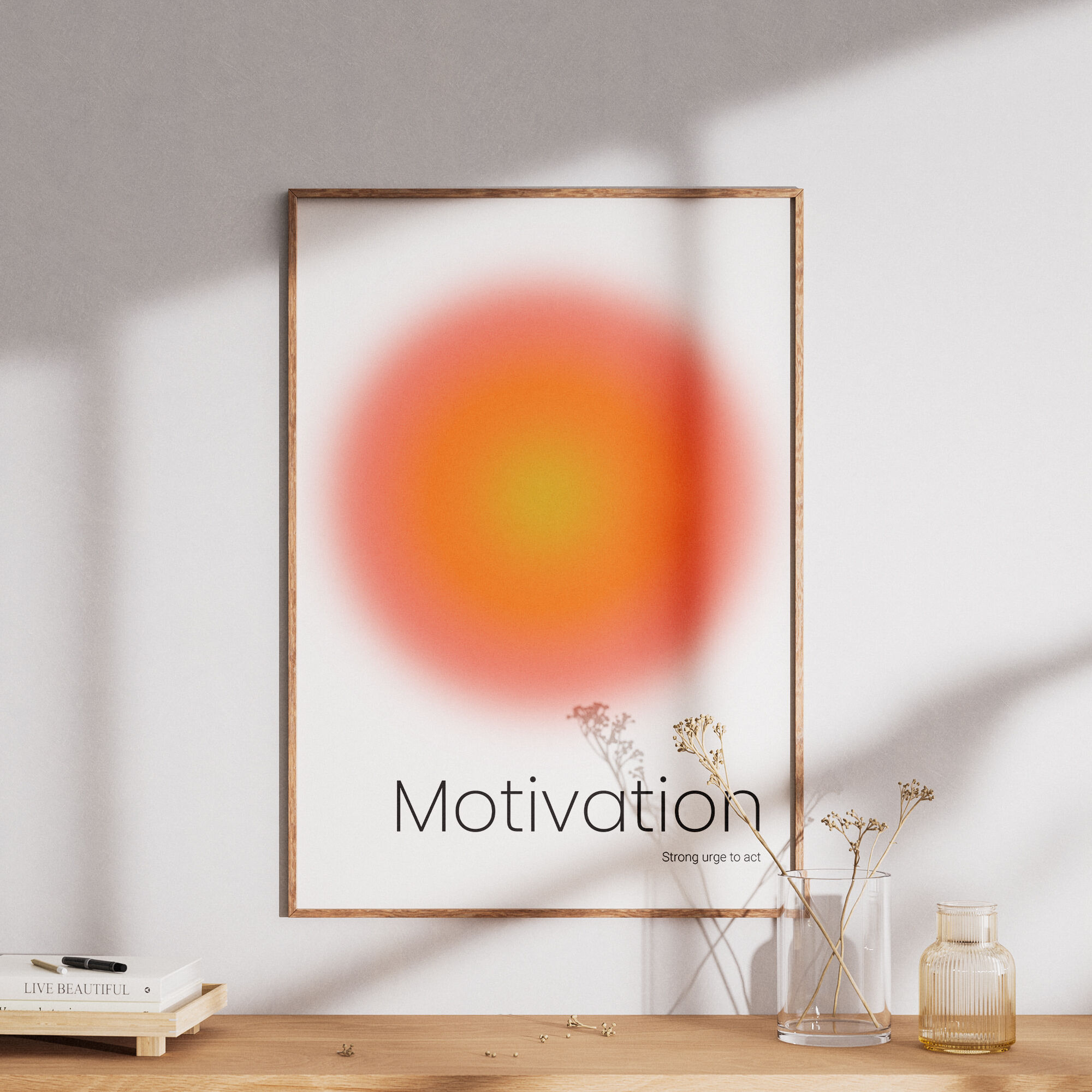 Affiche motivation abstraite minimaliste dégradé orange typographie moderne