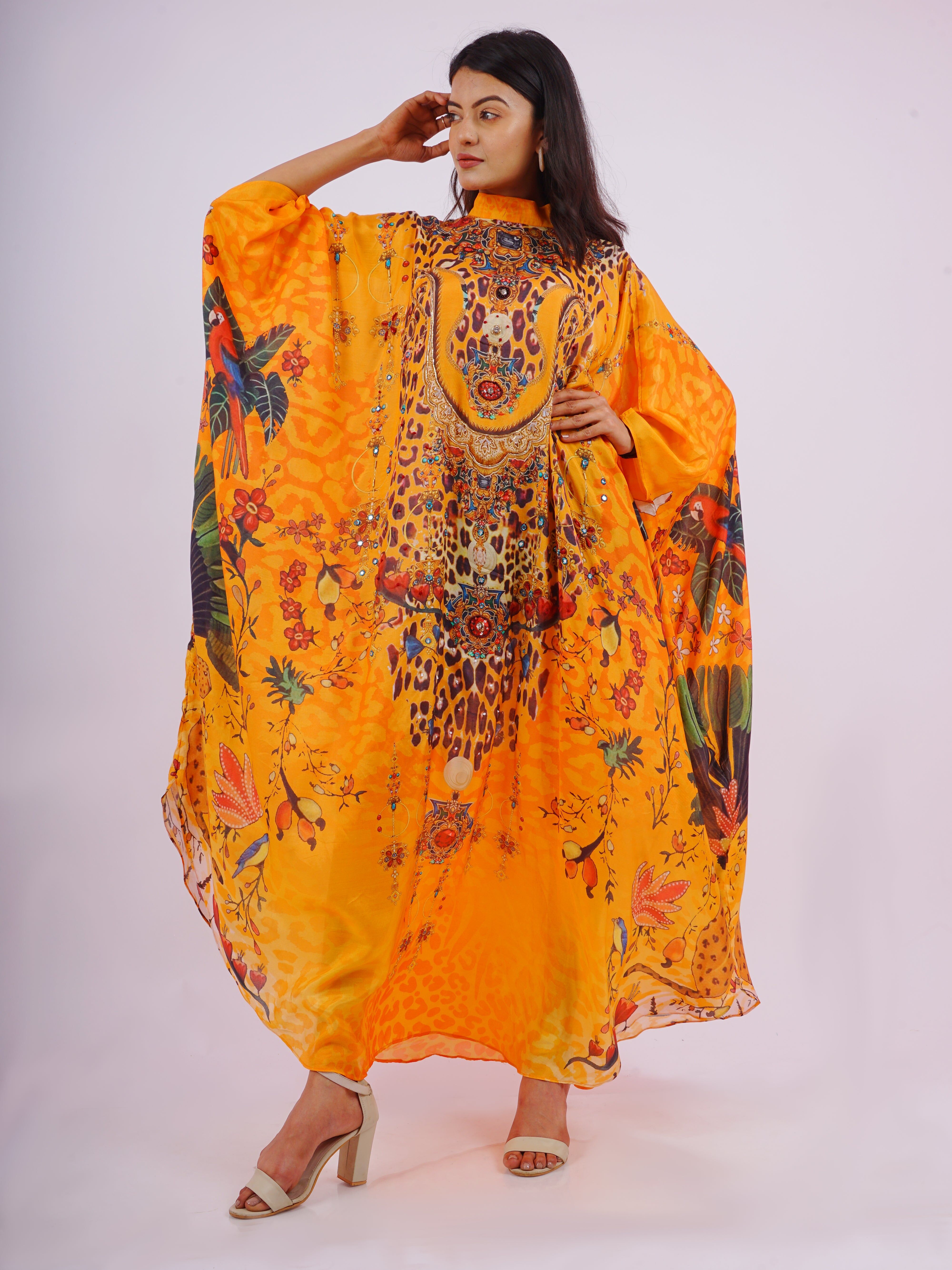 Yellow Beaded Kaftan