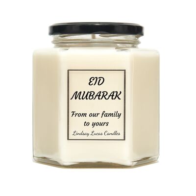 Vela perfumada de regalo de Eid Mubarak, saludos de Ramadán, buenos deseos en árabe