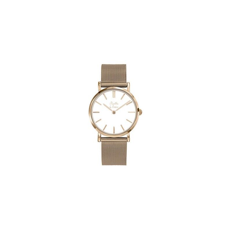 Mailänder Damenuhr mit roségoldenem Armband und weißem Zifferblatt.