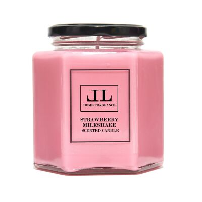 Candela di soia profumata alla fragola, profumo fruttato, candele rosa